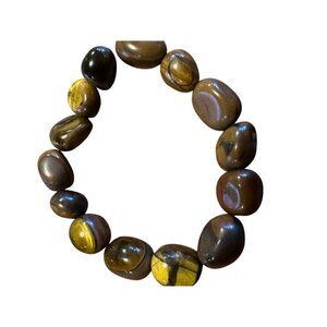 Chunky Tigers Eye Free People Stretch Bracelet For Self-Empowerment & Courage